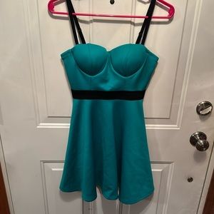 Teal adjustable strap dress